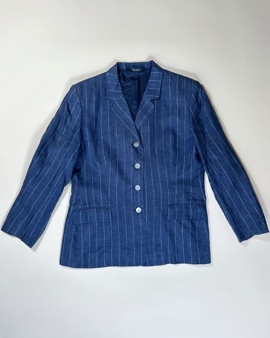 Laura Ashley blue pinstripe linen blazer (14)