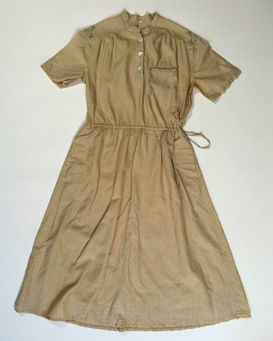 Vintage butter yellow embroidered maxi dress (16)